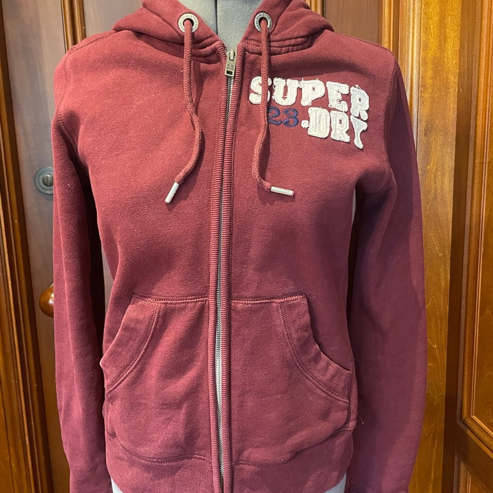 Superdry Maroon Zip-Up Hoodie